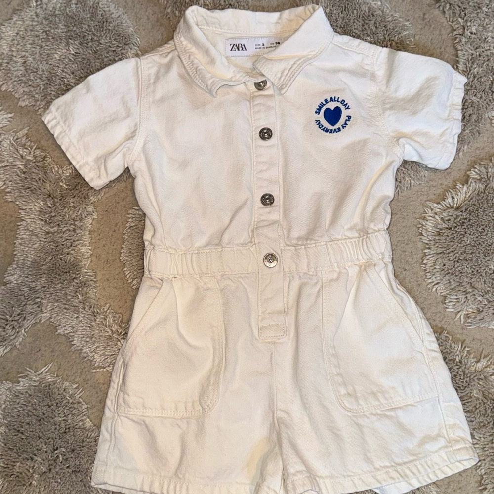 Zara Kids Cream Button-Up Romper